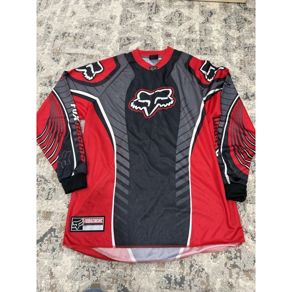 VintageRed Gray Black Fox Racing FX Motocross Jersey Size XL